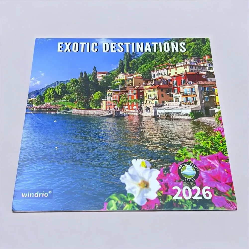 Windrio Wall Calendar 2026 Exotic Destinations World Travel Series 14 Month NEW